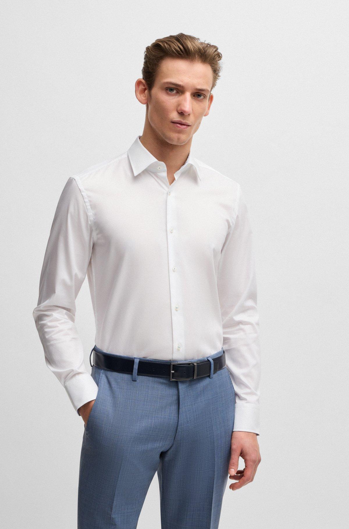 Slim-fit shirt in easy-iron cotton poplin Product Image