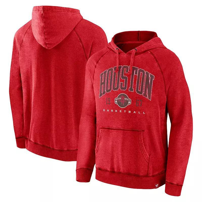 Men's Fanatics Branded Heather Red Chicago Bulls Foul Trouble Snow Wash Raglan Pullover Hoodie, Size: 3XL Product Image