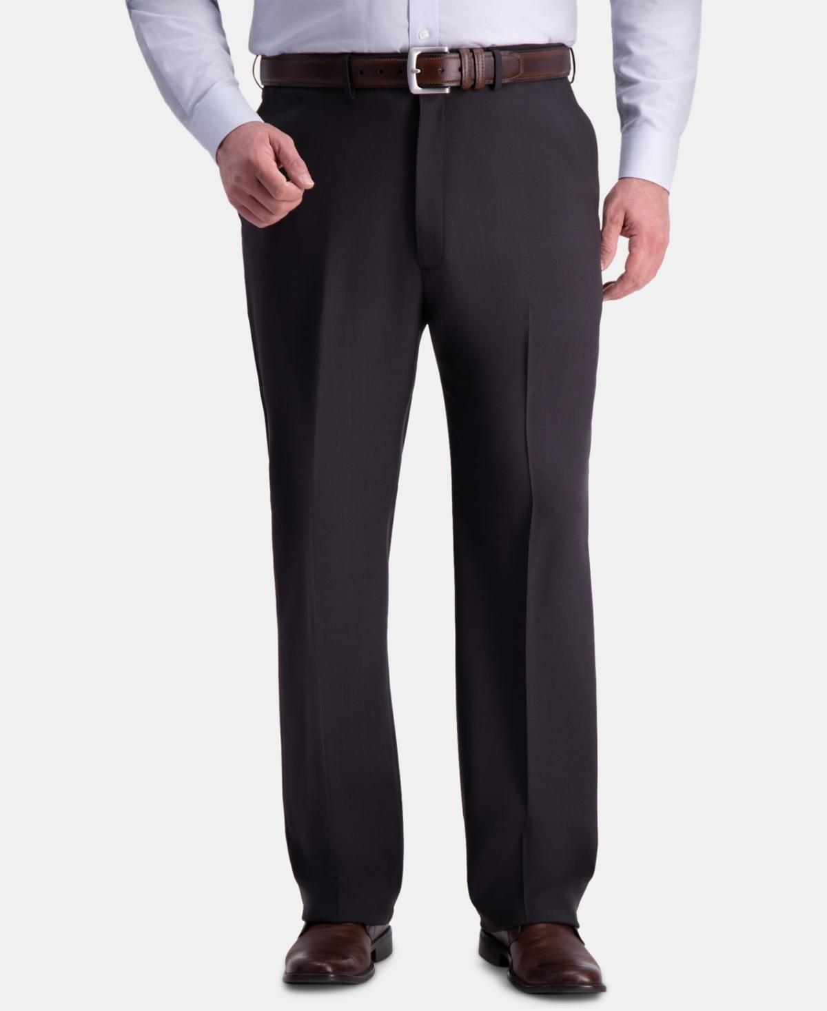 Big & Tall Haggar® Premium Comfort Expandable-Waist Classic-Fit Stretch Flat-Front Dress Pants, Men's, Size: 50X29, Medium Gray Product Image