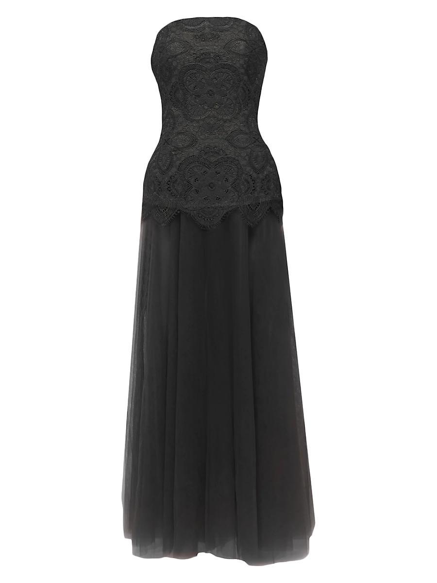 Womens Lace & Tulle Strapless Dress Product Image