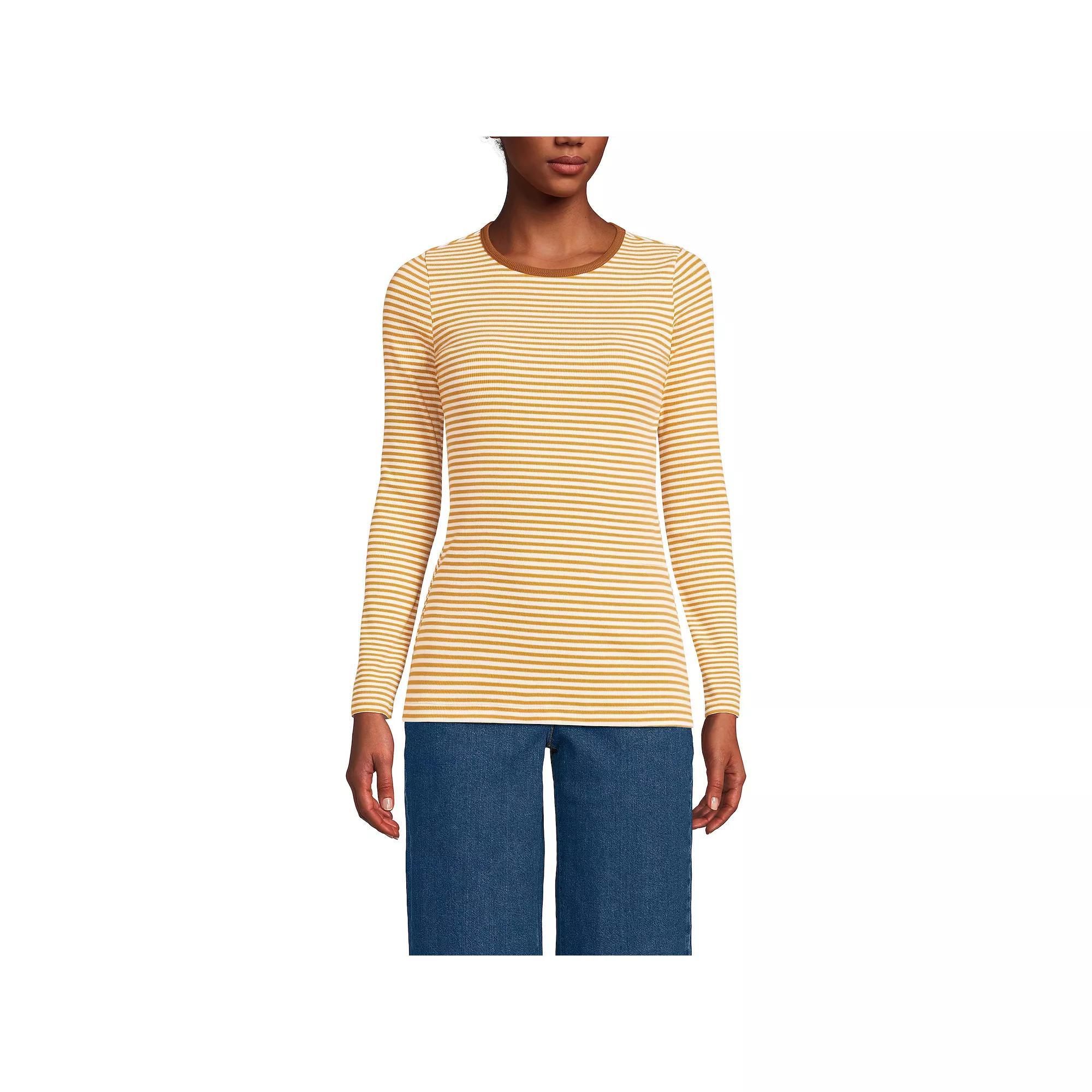 Women's Tall Lands' End Long Sleeve Micro Rib Tee,  Product Image