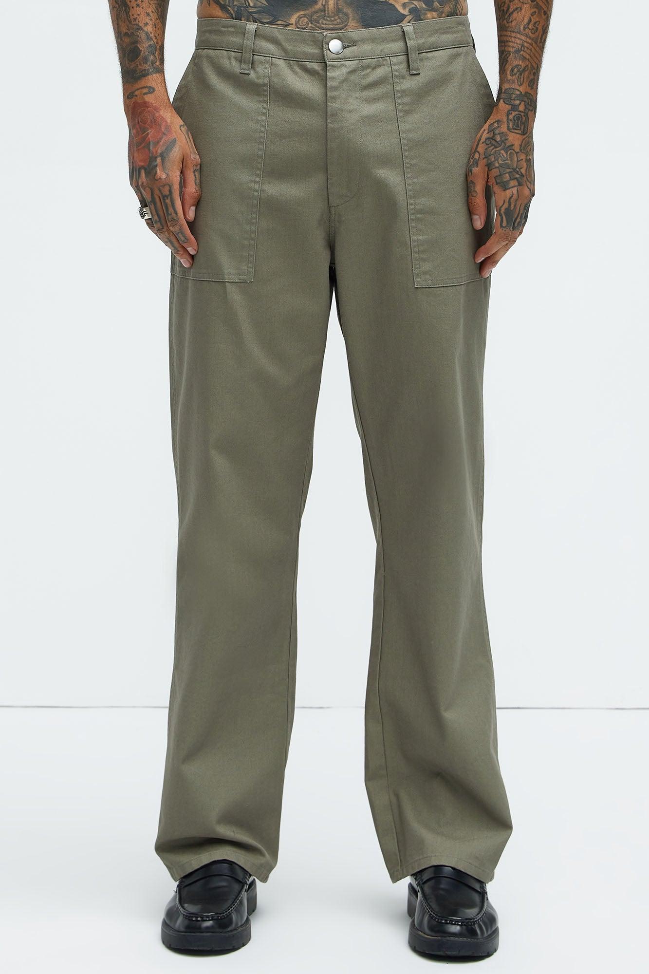 Berry Fatigue Straight Pants - Olive Product Image