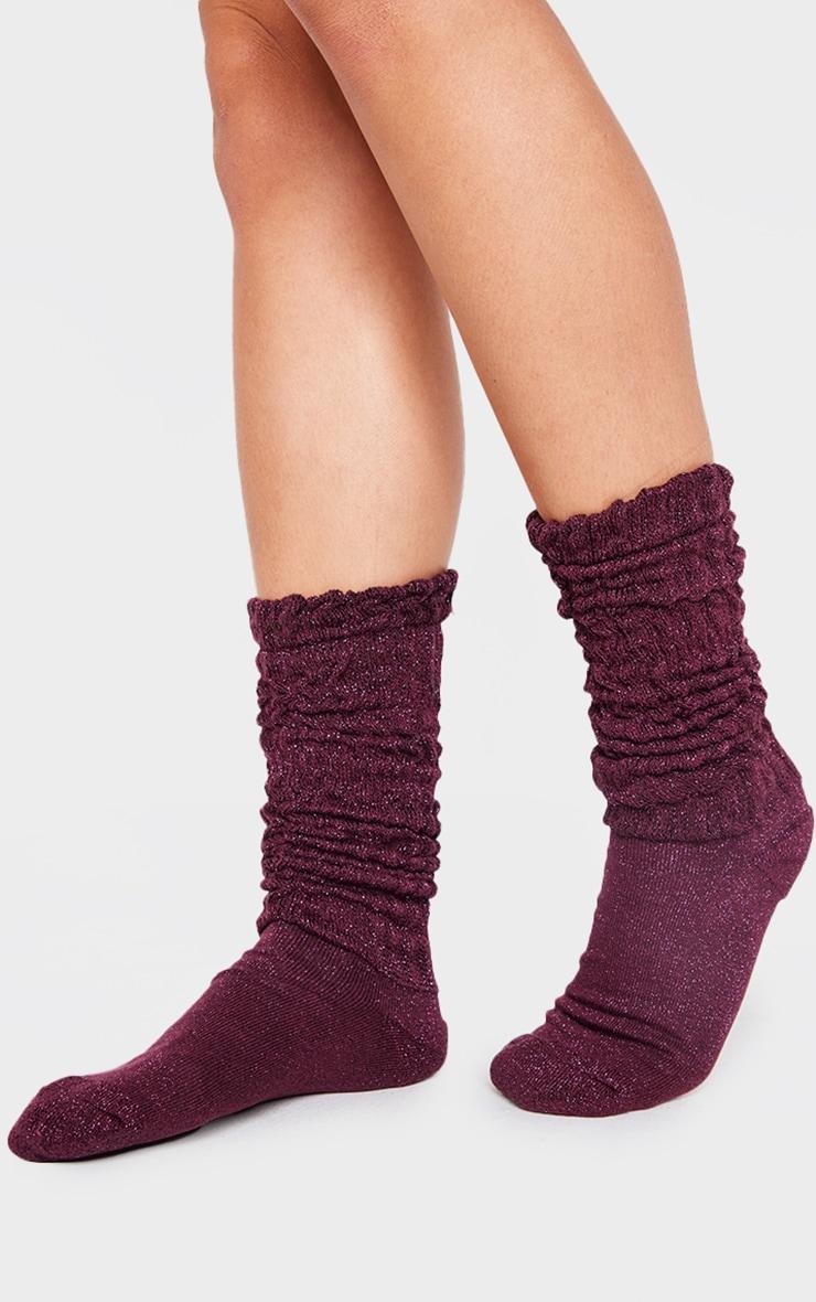 Burgundy Glitter Slouchy Sock Product Image