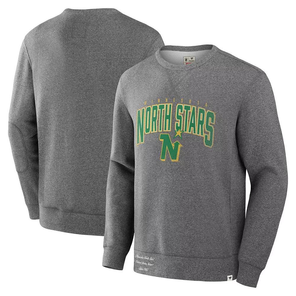 Men's Fanatics Heather Gray Minnesota North Stars Decades Collection Legendary Fleece Pullover Sweatshirt,  Product Image