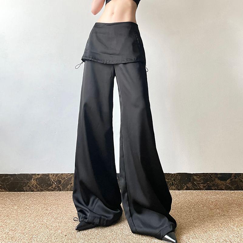 High Rise Plain Wide Leg Pants Product Image