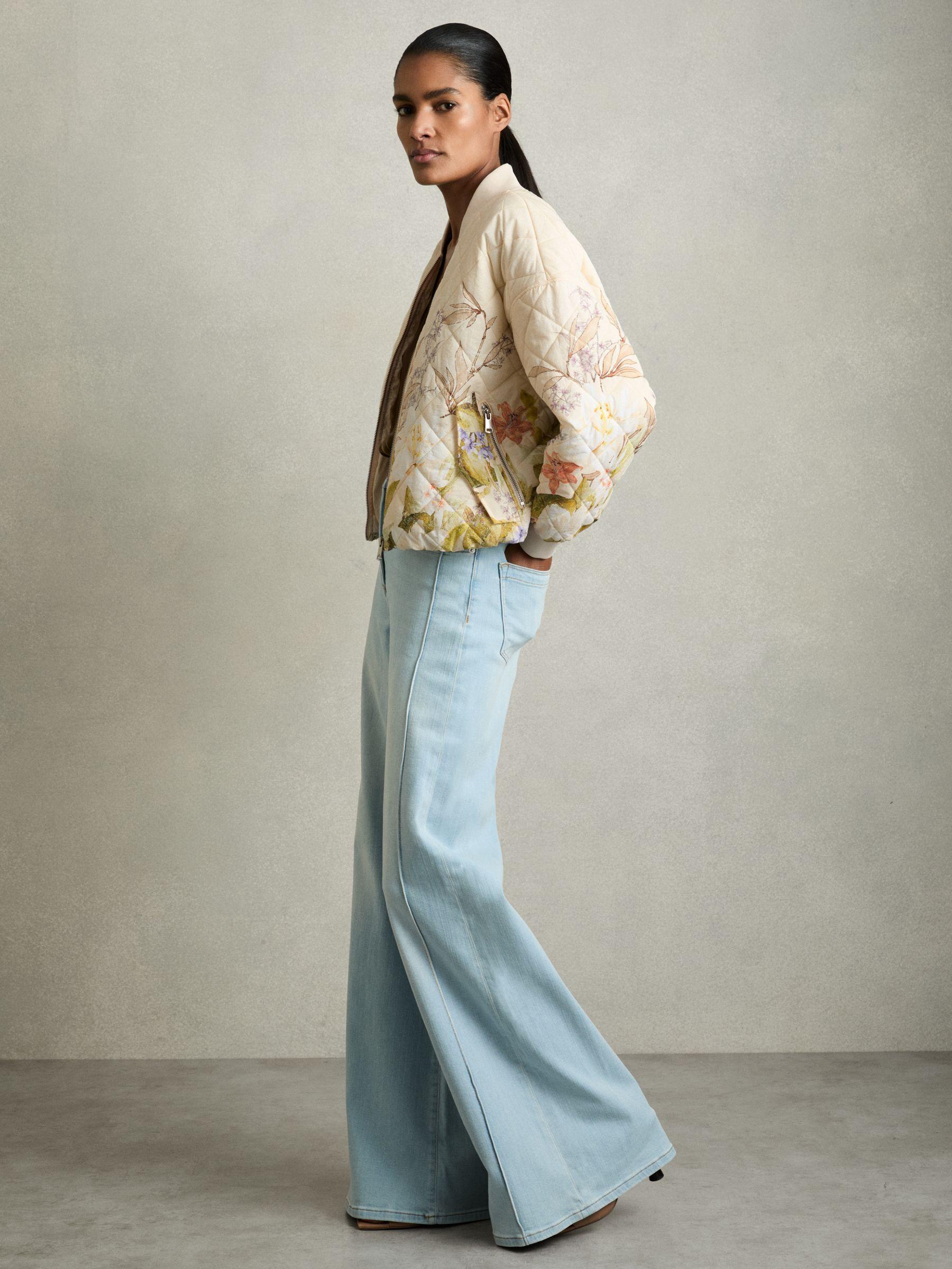 Quilted Printed Bomber Jacket in Pink Print Product Image