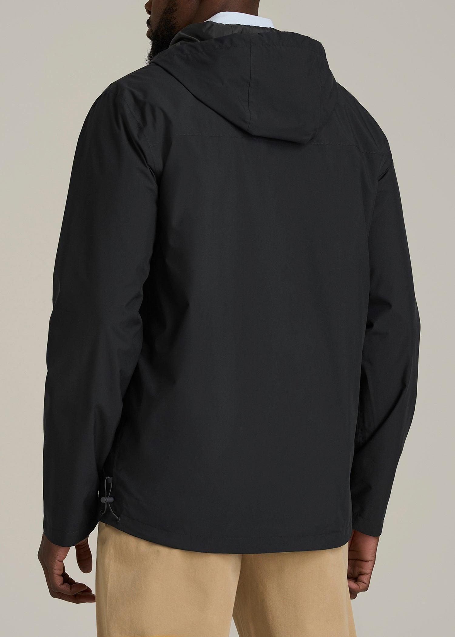 Lightweight Rain Jacket for Tall Men in Black Male Product Image