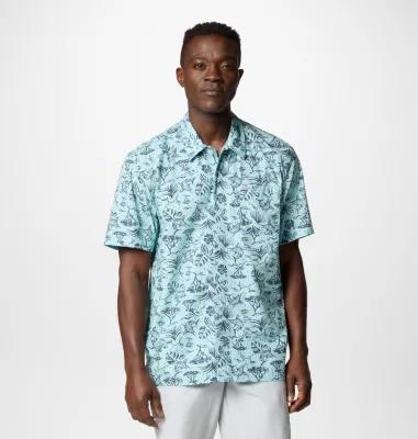 Men's Columbia Trollers Best Short Sleeve Button-Down Shirt, Size: Large, Spray Marlin Chase Product Image