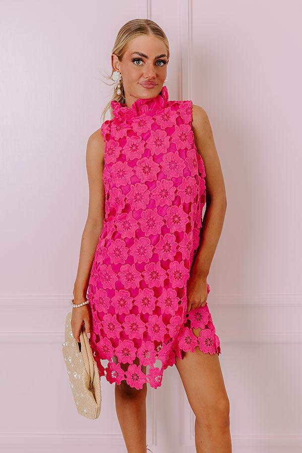 Champagne Toast Crochet Mini Dress in Pink Product Image