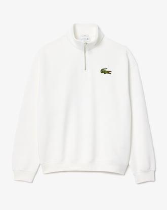 Loose Fit Zip Neck Badge Accent Sweatshirt Product Image