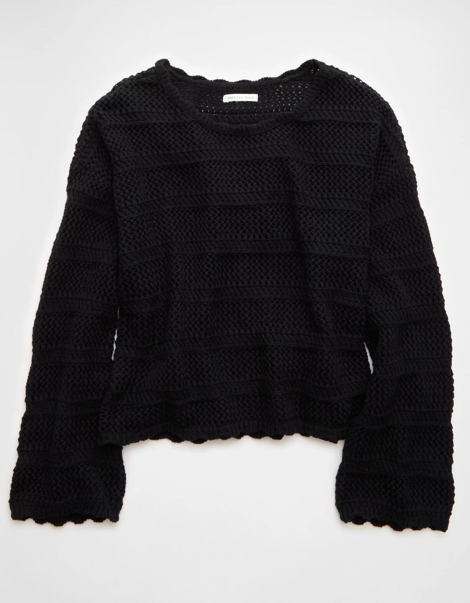 AE Cropped Crochet Sweater Product Image