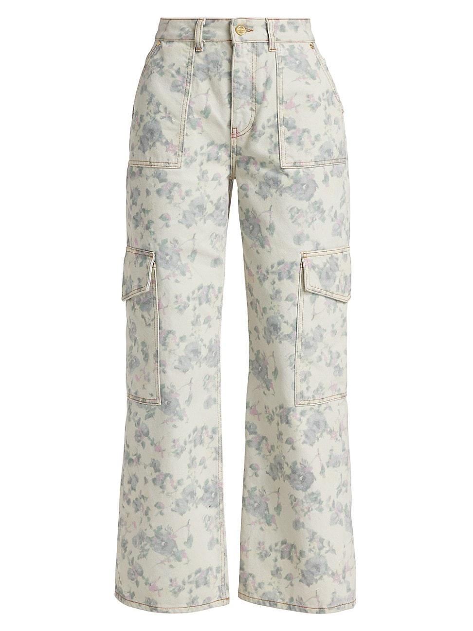 Womens Angi Floral Straight Cargo Jeans Product Image