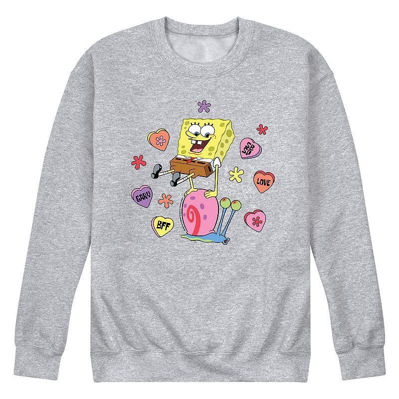 Men's SpongeBob Candy Hearts Sweatshirt, Size: Large, Gray Product Image