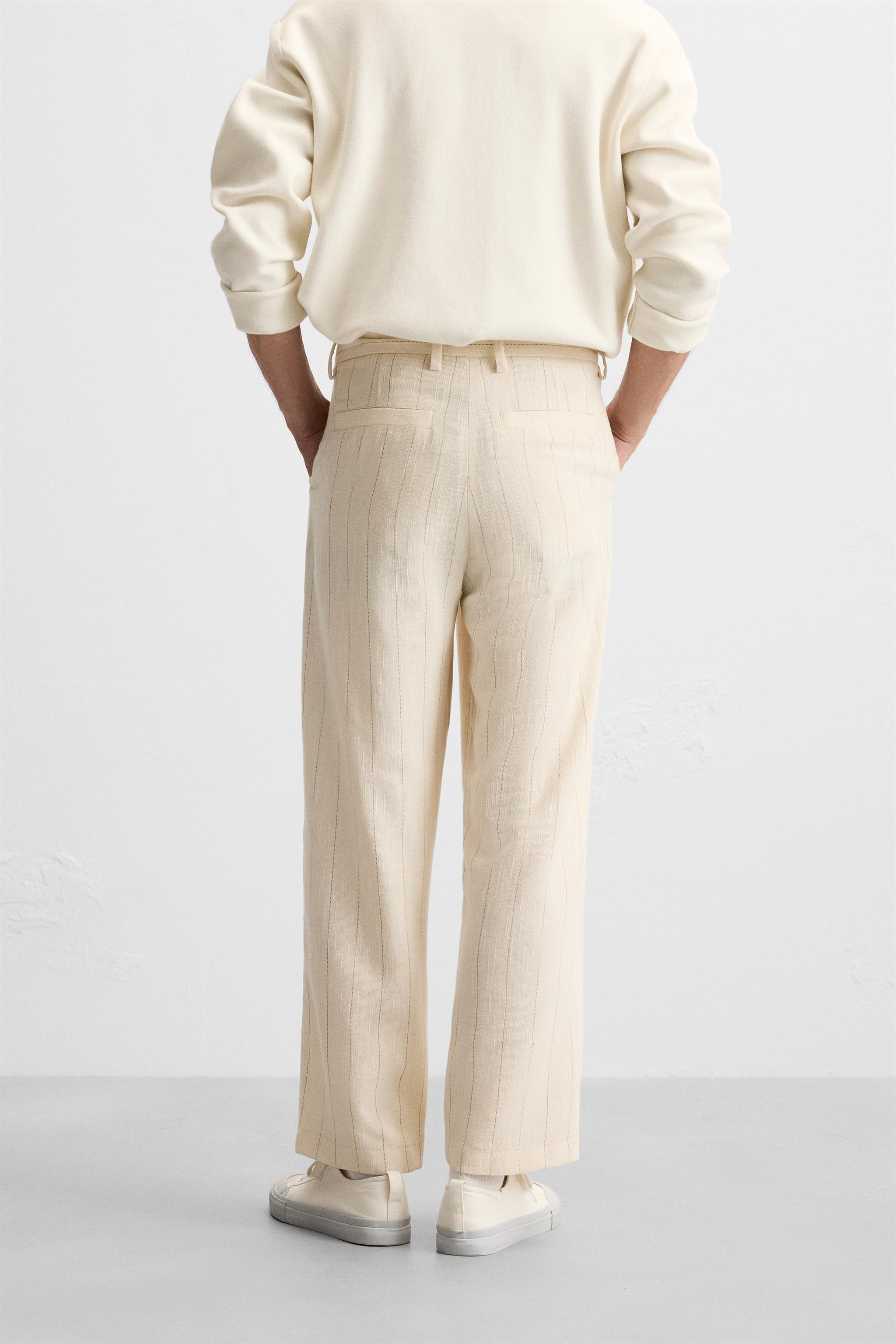 PLEATED STRIPED PANTS Product Image