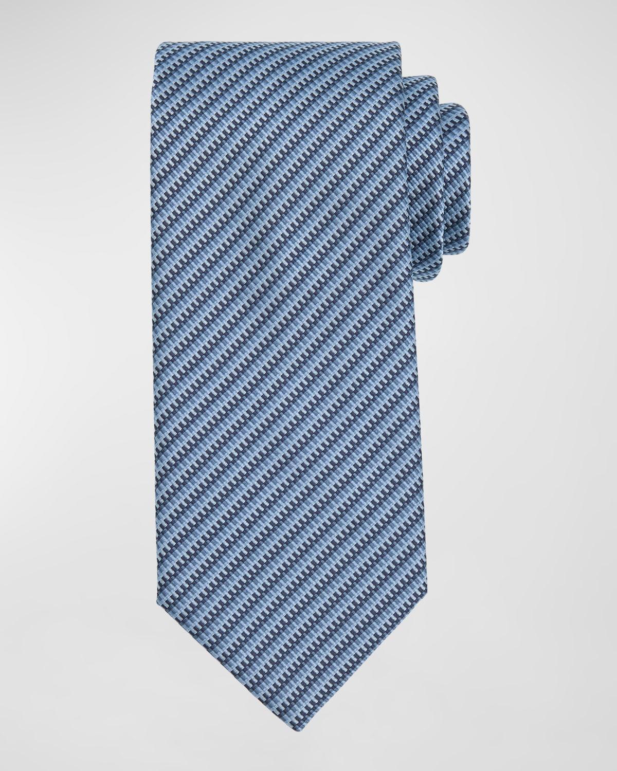 Men's Stripe-Effect Silk Tie Product Image