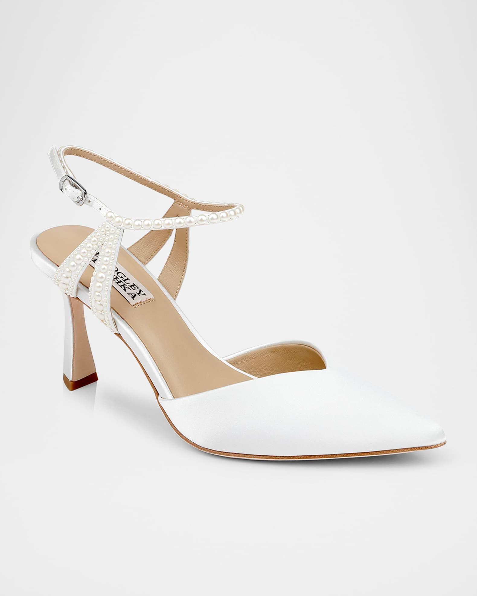 Destinee Pearly Pointed Satin Pumps  Product Image