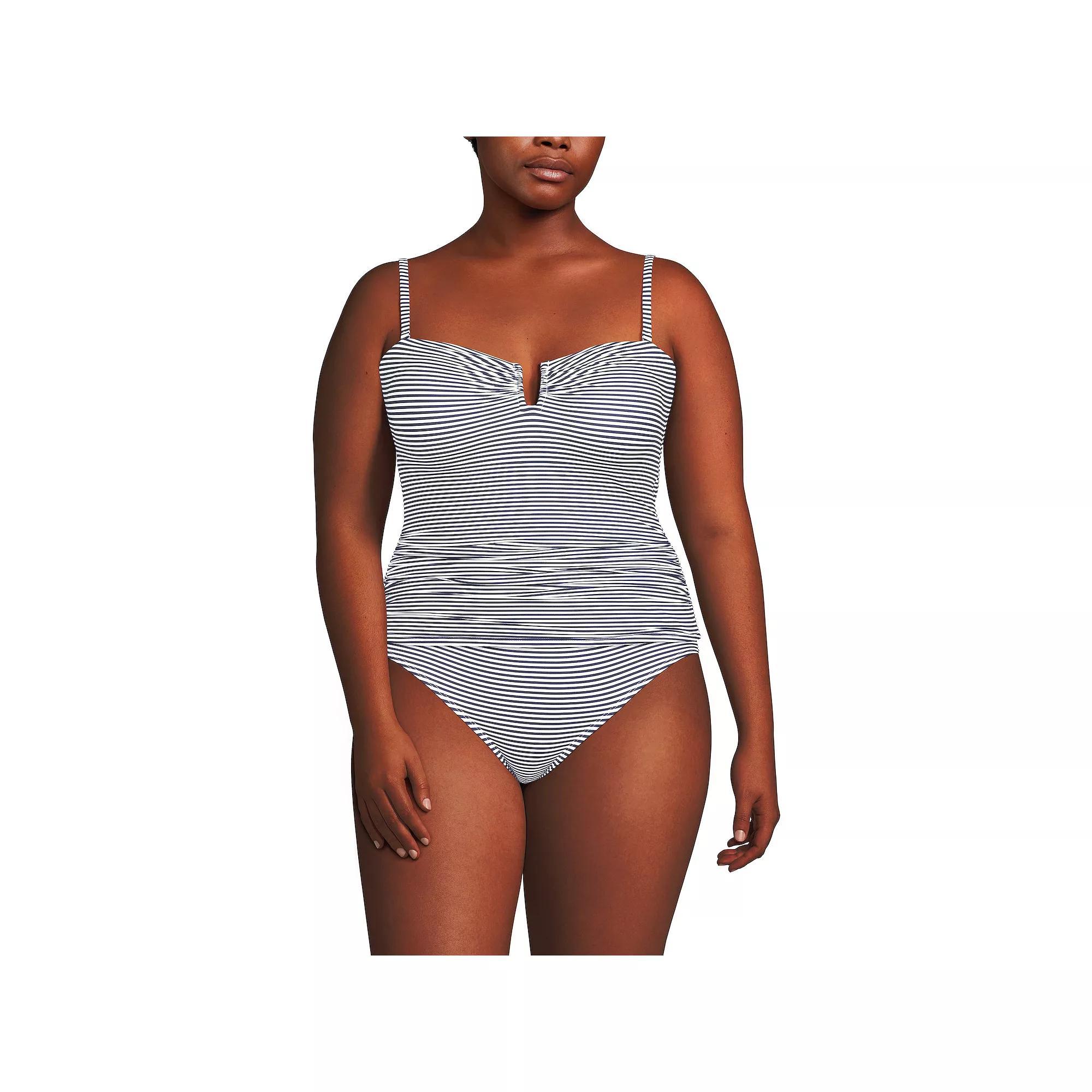 Plus Size Lands' End Slender U-Wire Multiway Swim Top, Women's, Size: 20 W, Blue Mini Stripe Product Image