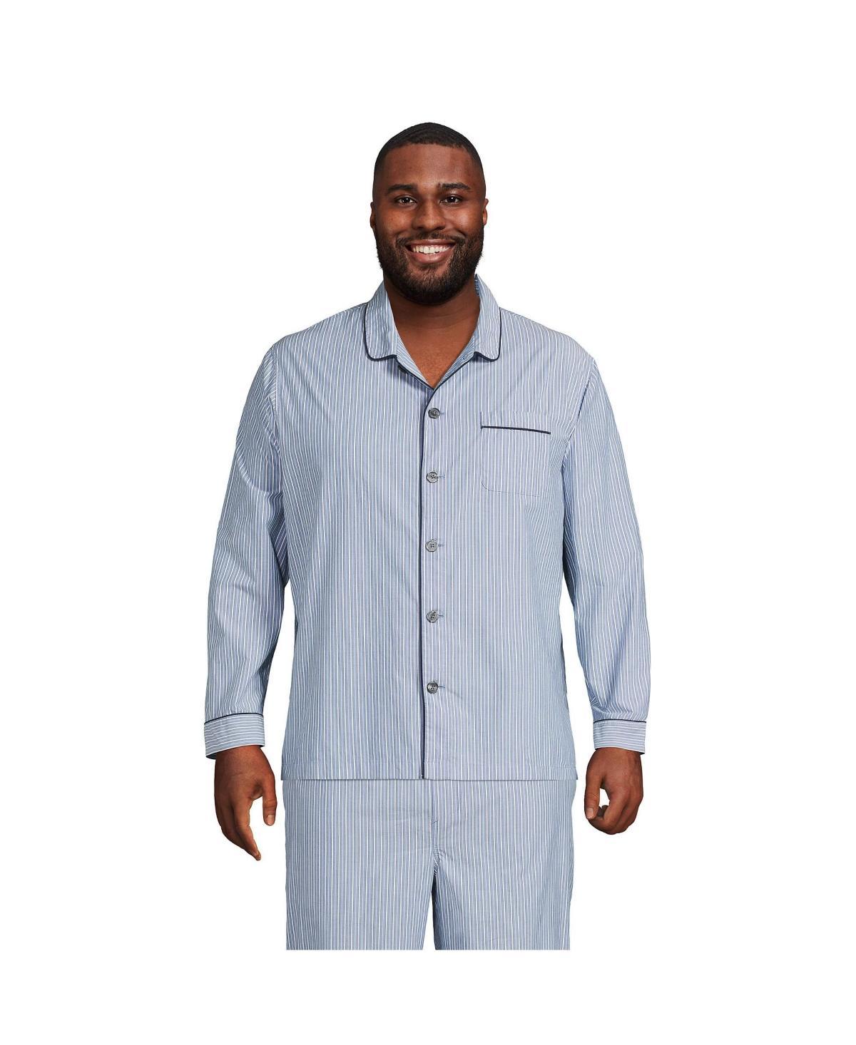 Big & Tall Lands End Broadcloth Pajama Sleep Shirt, Mens Radiant Blue Product Image