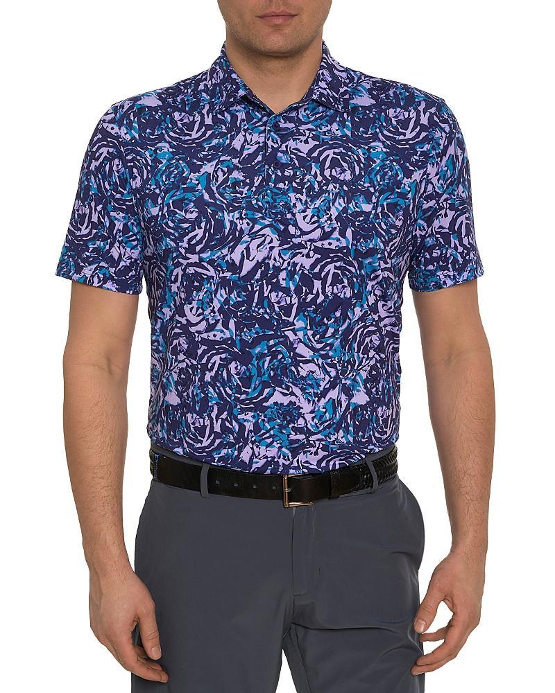 Mens Abstract Rose Print Polo Product Image