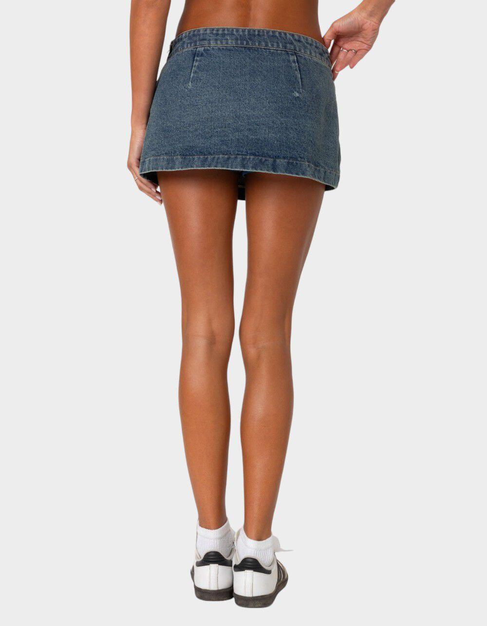 EDIKTED Asymmetric Denim Wrap Skort - BLUE Product Image
