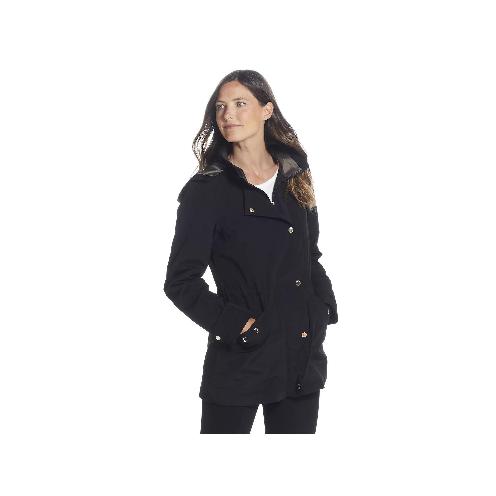 Women's Gallery Hooded Lined Rain Jacket, Size: Medium, Black Product Image