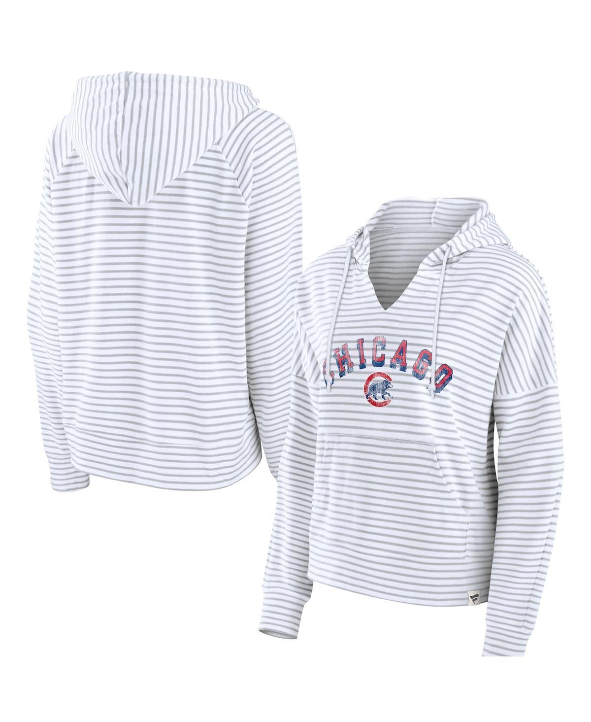 Womens Fanatics White Milwaukee Brewers Striped Arch Pullover Hoodie Product Image