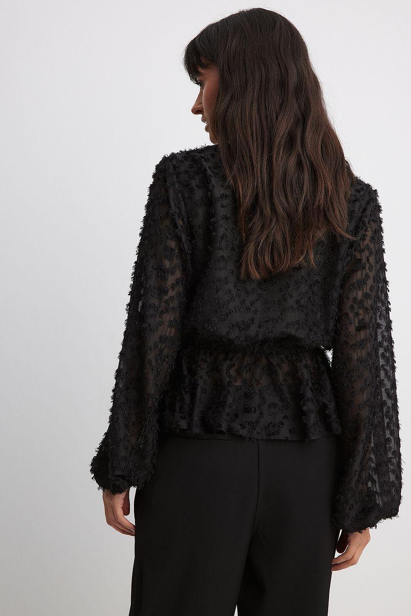 Textured Chiffon Marked Waist Blouse Product Image