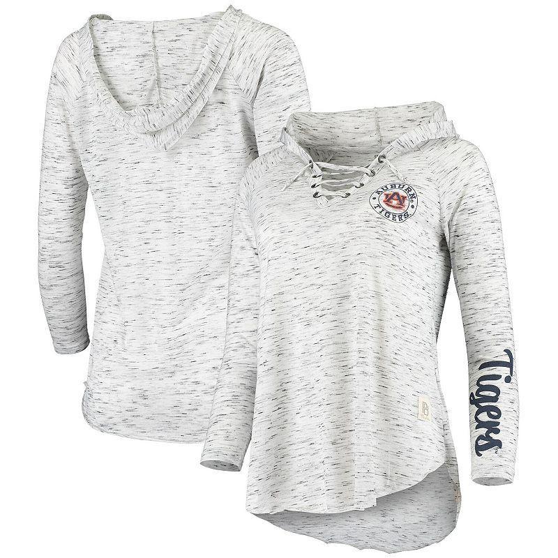 Women's Pressbox Gray Auburn Tigers Space Dye Lace-Up V-Neck Long Sleeve T-Shirt, Size: Small, Grey Product Image