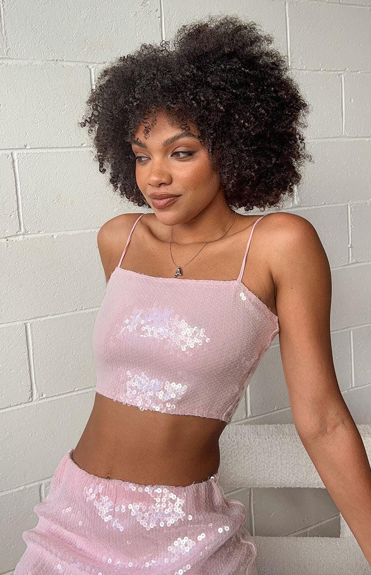 Bellah Pink Sequin Crop Top Baby Product Image
