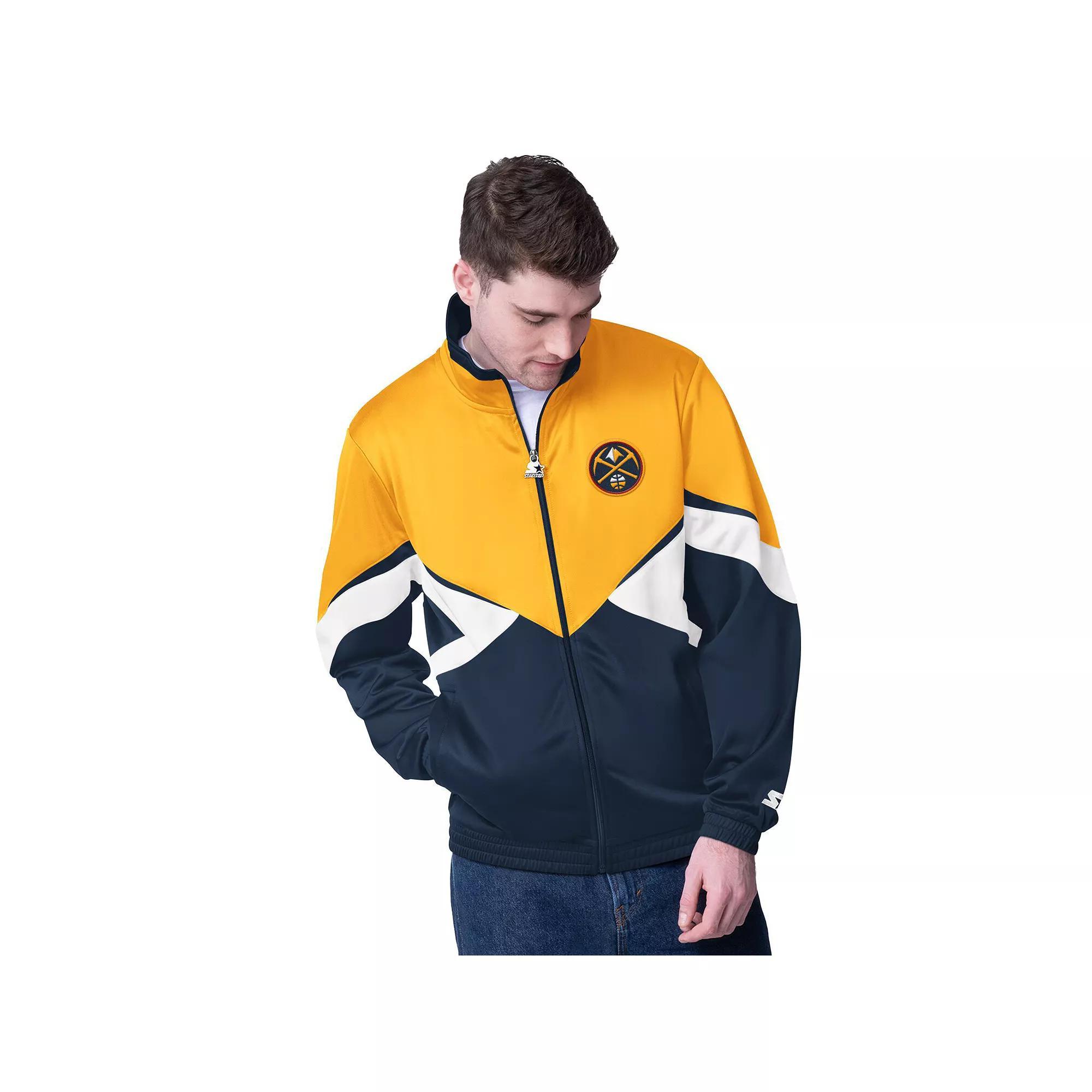 Men's Starter Gold/Navy Denver Nuggets Rush Applique Full-Zip Track Jacket, Size: 2XL, Nug Gold Product Image