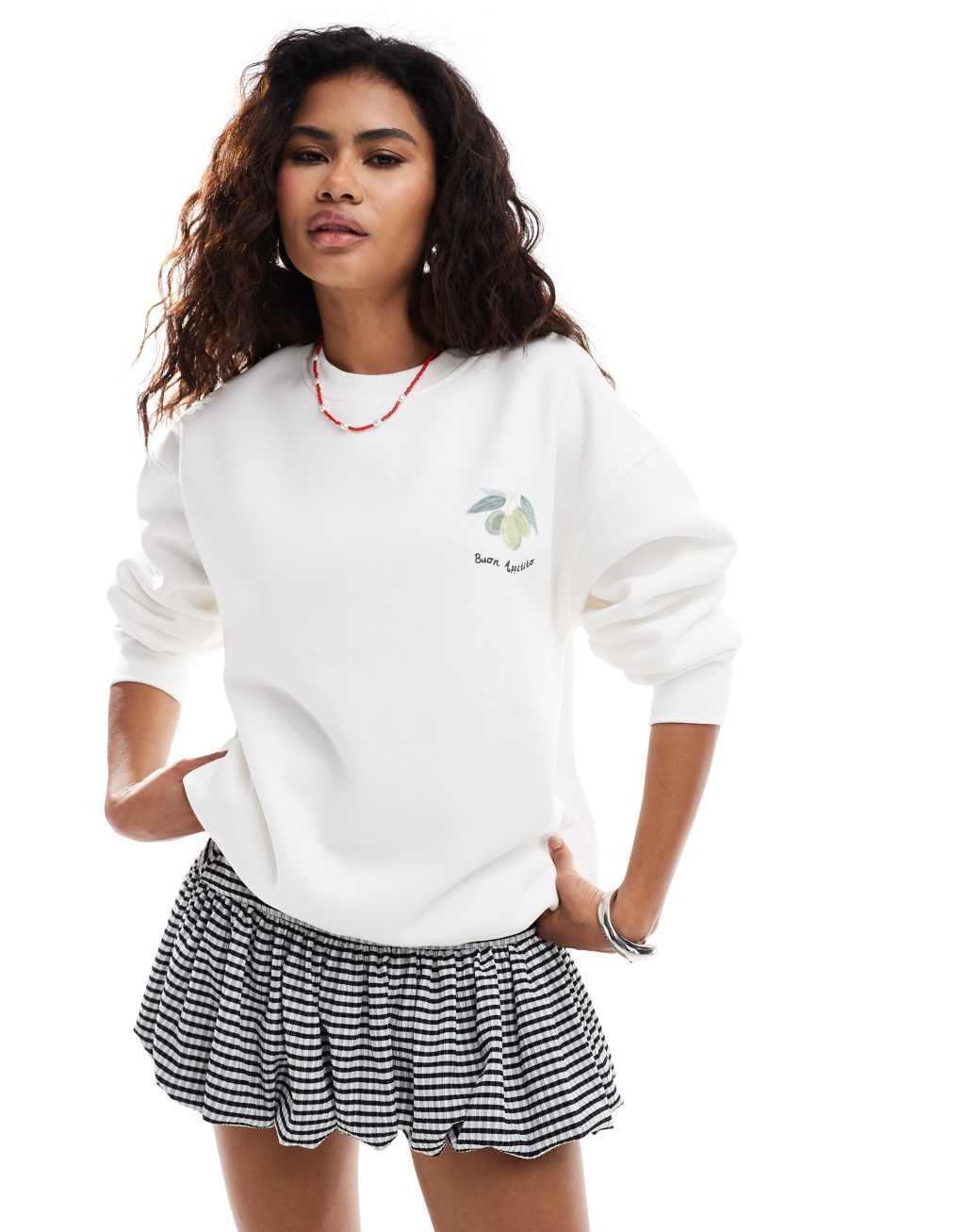 Bailey Rose relaxed sweatshirt with Buon Appetito in cream Product Image