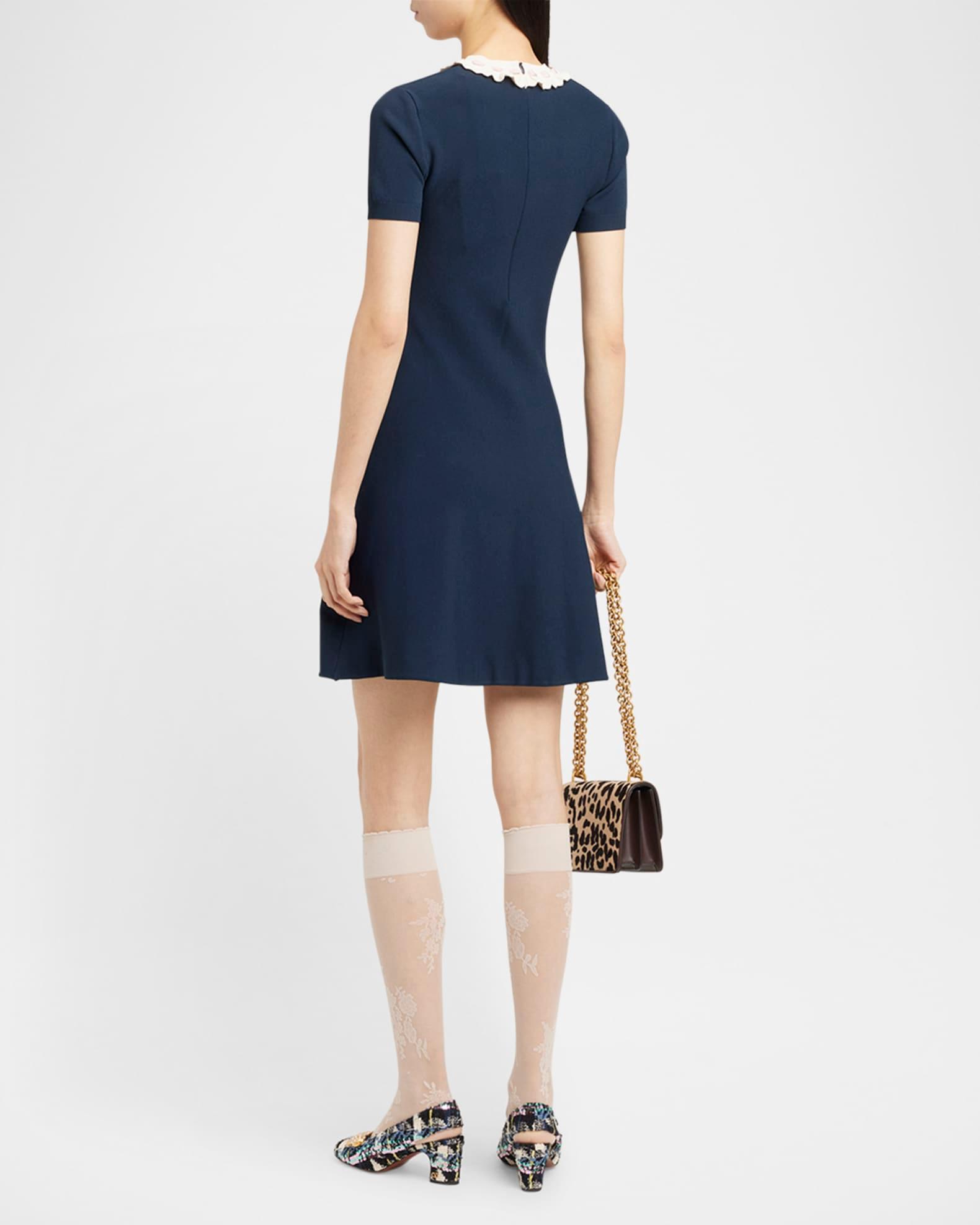 Ribbon Ruffle-Trim Knit Mini Dress Product Image