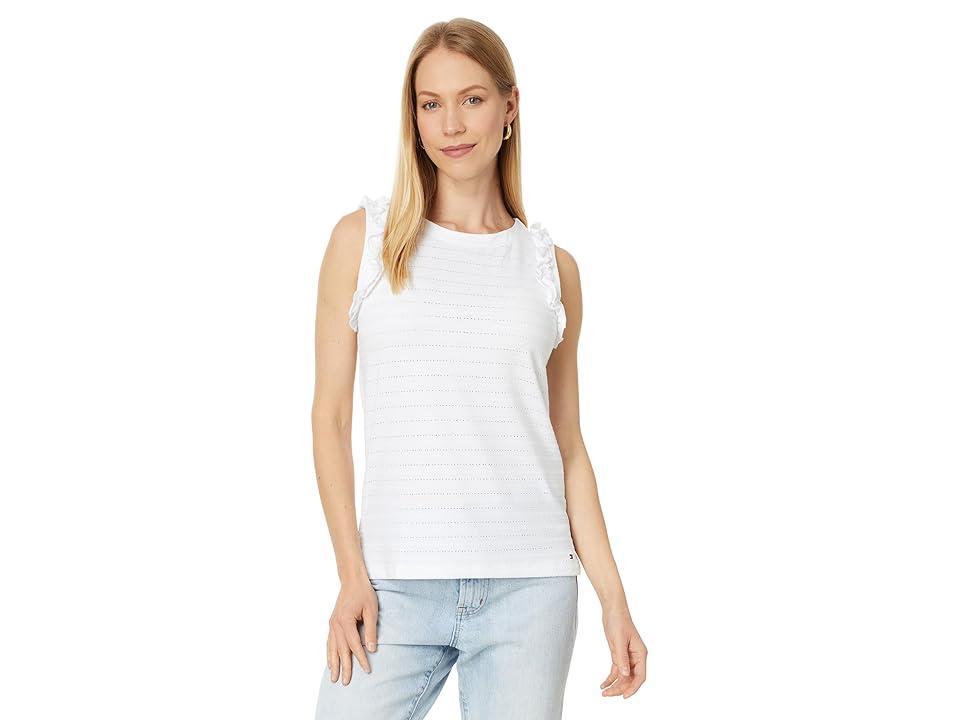 Tommy Hilfiger Sleeveless Ruffle Tank (Bright ) Women's Clothing Product Image