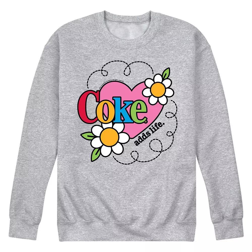 Men's Coke Colorful Collage Fleece Sweatshirt, Size: Large, Grey Gray Product Image