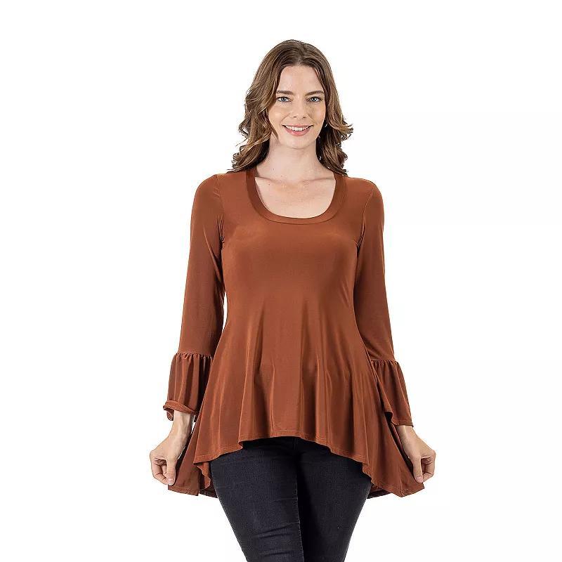 Womens 24Seven Comfort Apparel Long Bell Sleeve High-Low Tunic Top Product Image