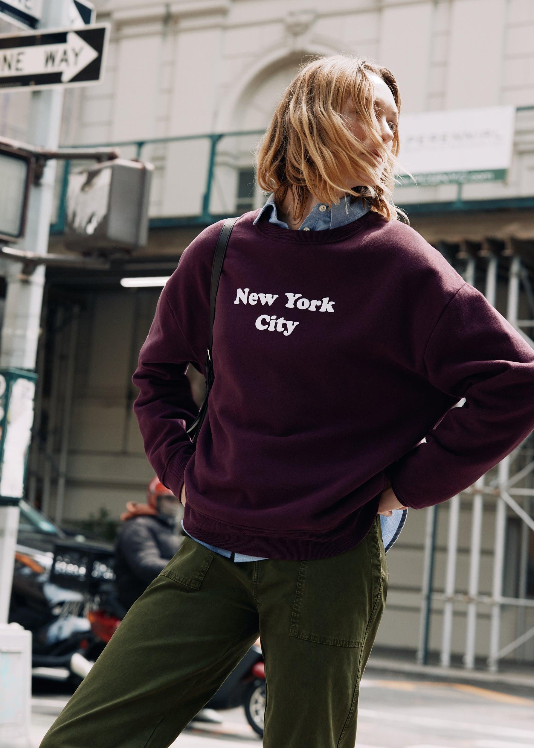 The Oversized New York City Sweatshirt - Merlot Female Product Image