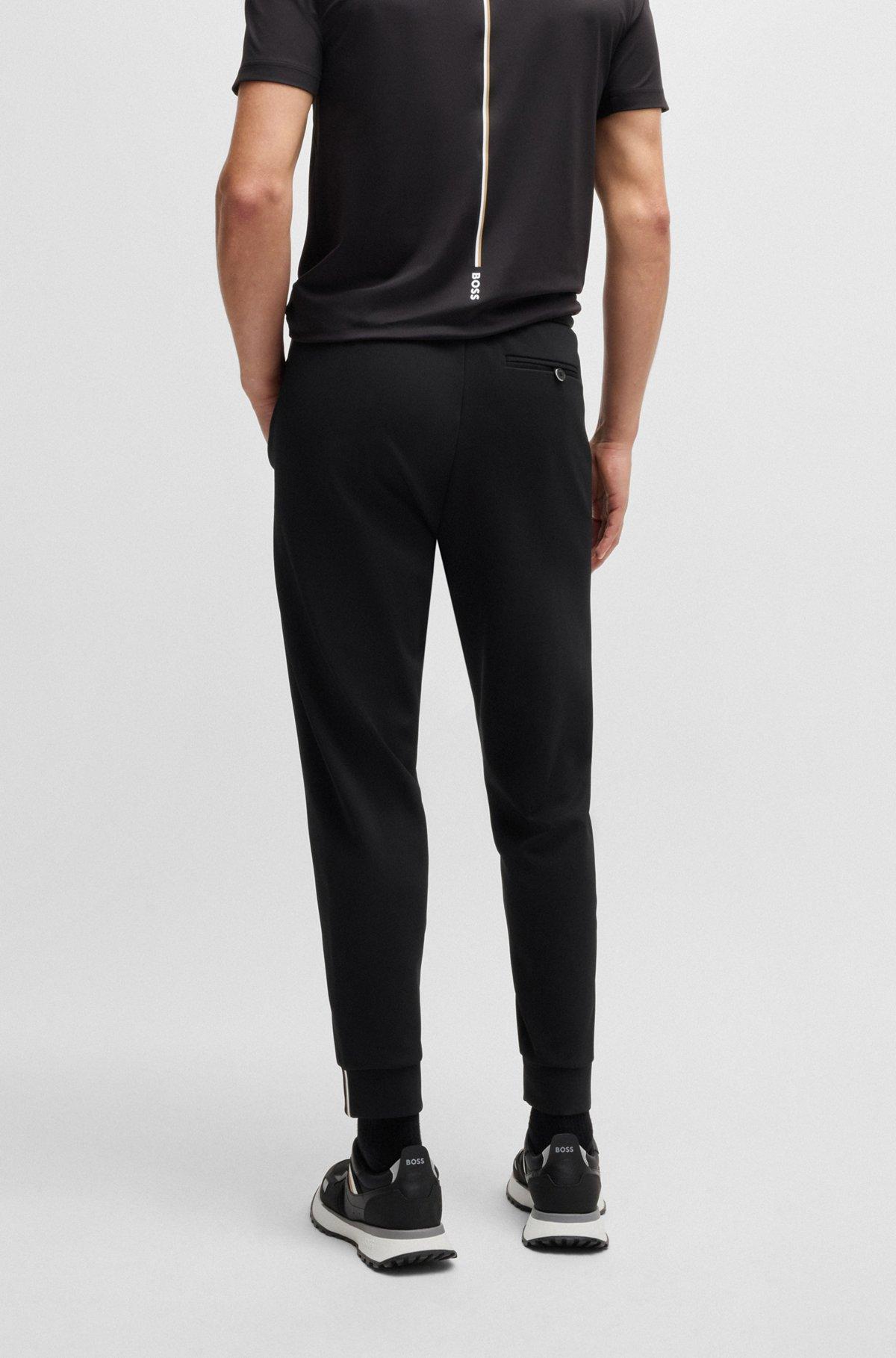 Regular-fit trousers in stretch gabardine with logo detail Product Image