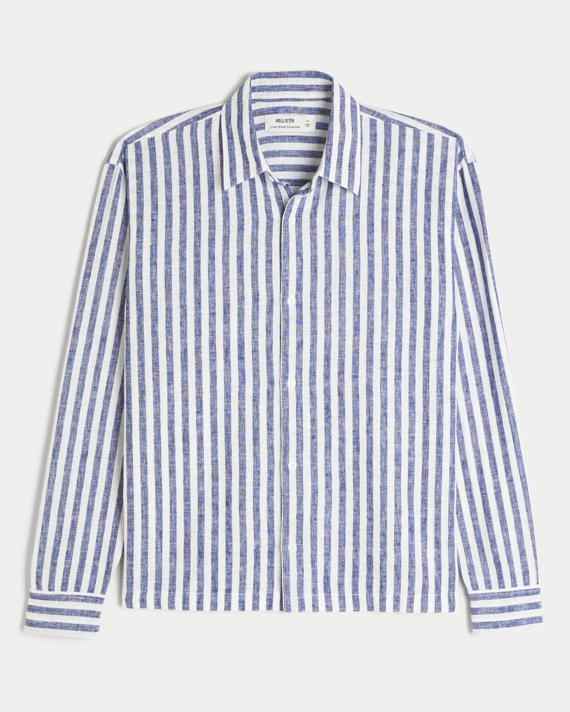Linen-Blend Button-Through Shirt Product Image