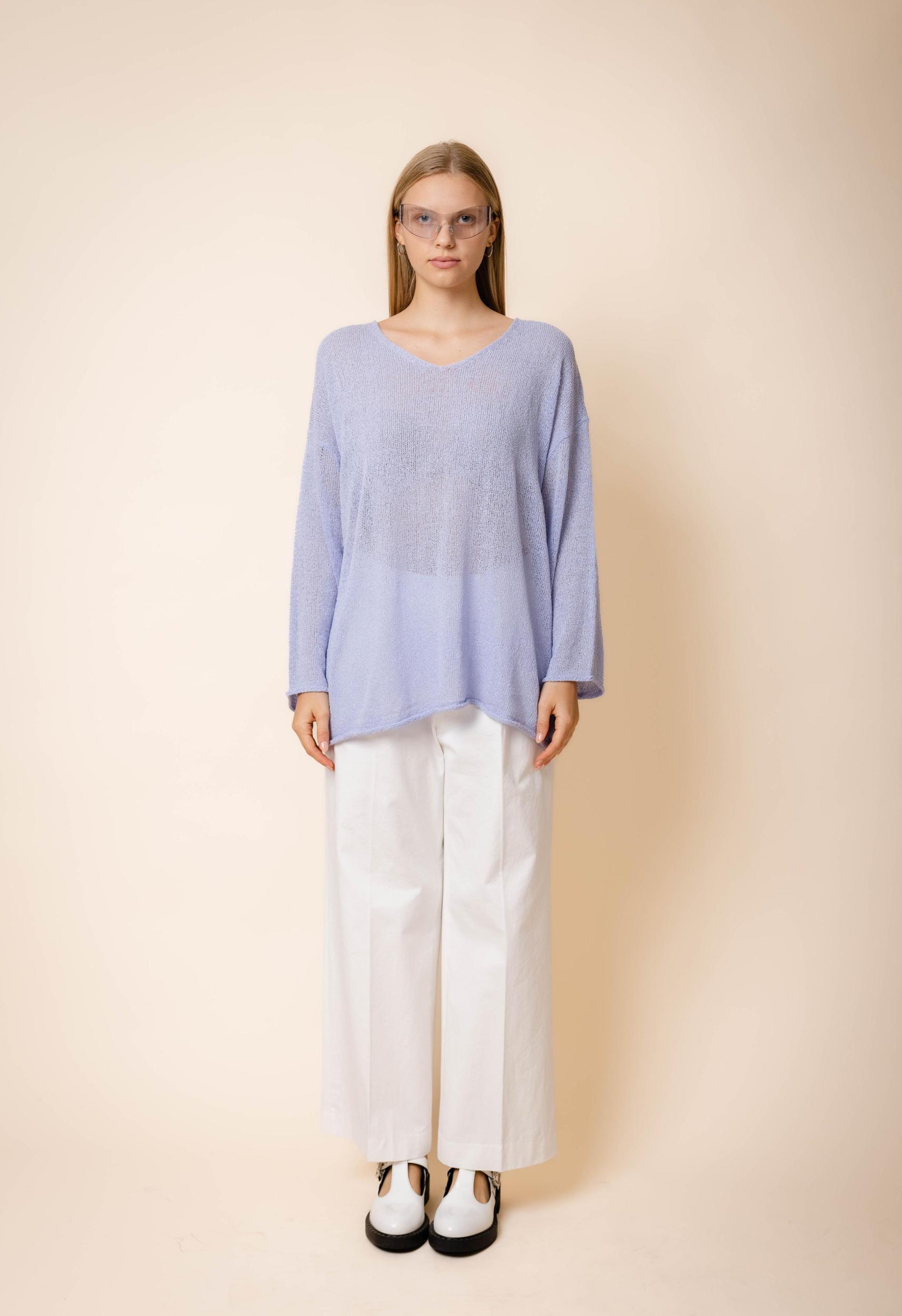 Oversized Stitch Sweater in Periwinkle Product Image