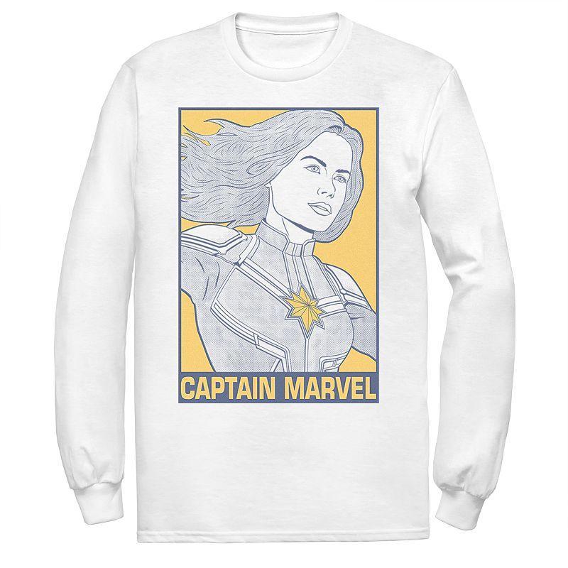 Men's Captain Marvel Pop Art Poster Tee, Size: 3XL, White Product Image