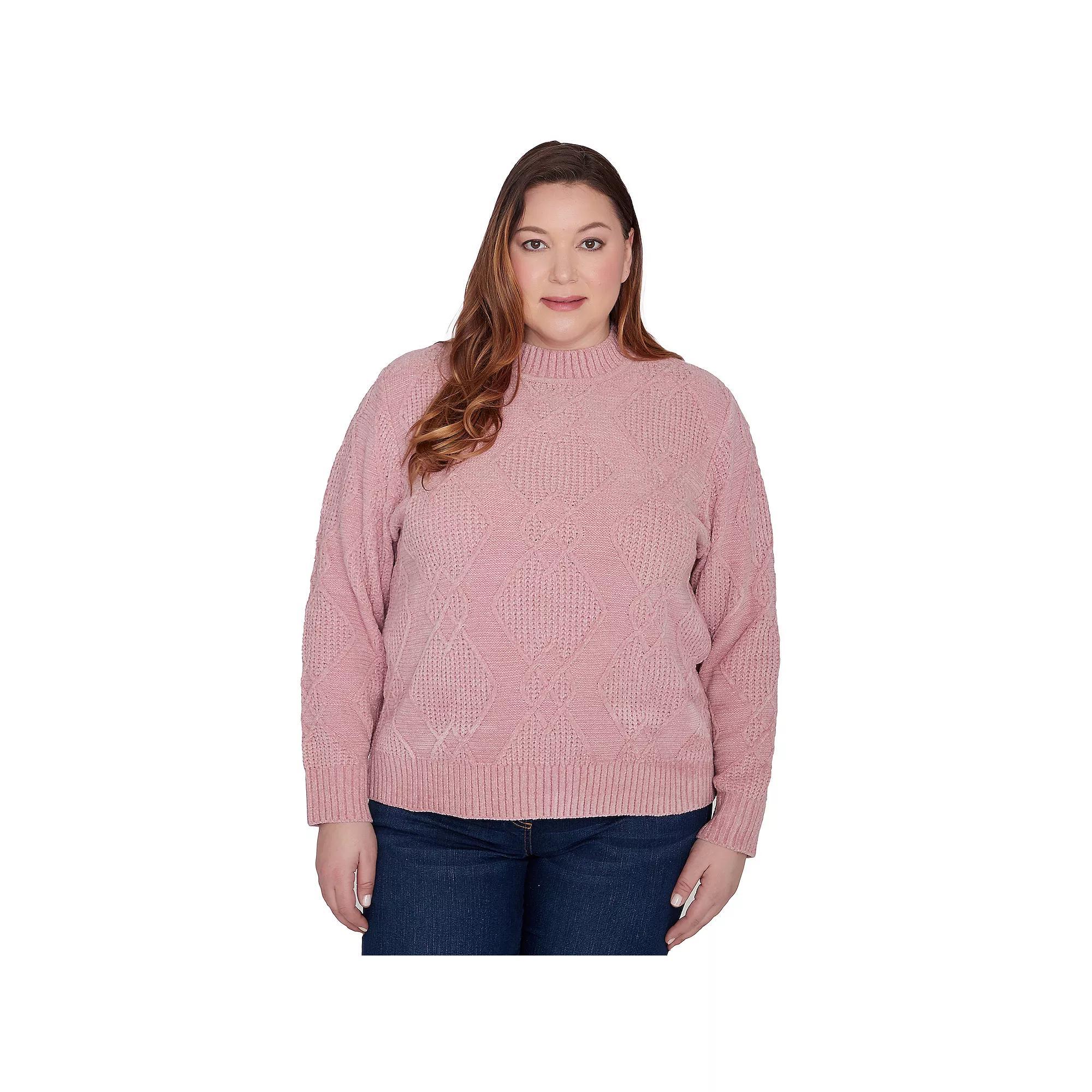 Plus Size Alfred Dunner Chenille Diamond Mockneck Sweater, Women's, Size: 1XL, Pink Product Image