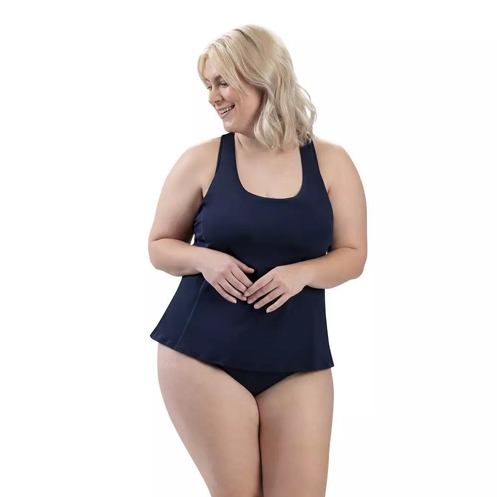 Women's Dolfin Aquashape UPF 50+ Solid Twist-Back Tankini Top, Size: XXL, Black Product Image