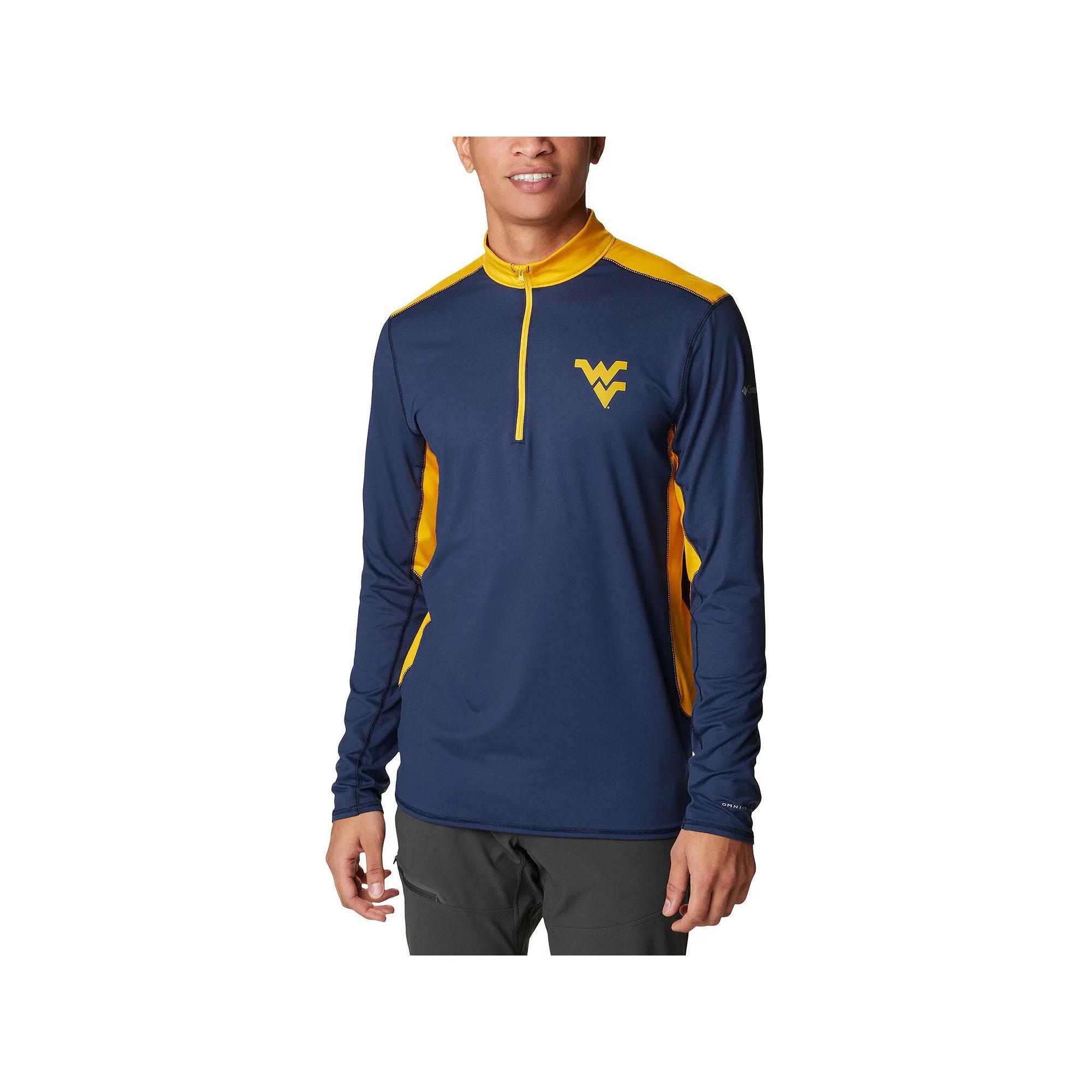 Men's Columbia Navy West Virginia Mountaineers Tech Trail™ Omni-Shade Quarter-Zip Top, Size: Medium, Blue Product Image