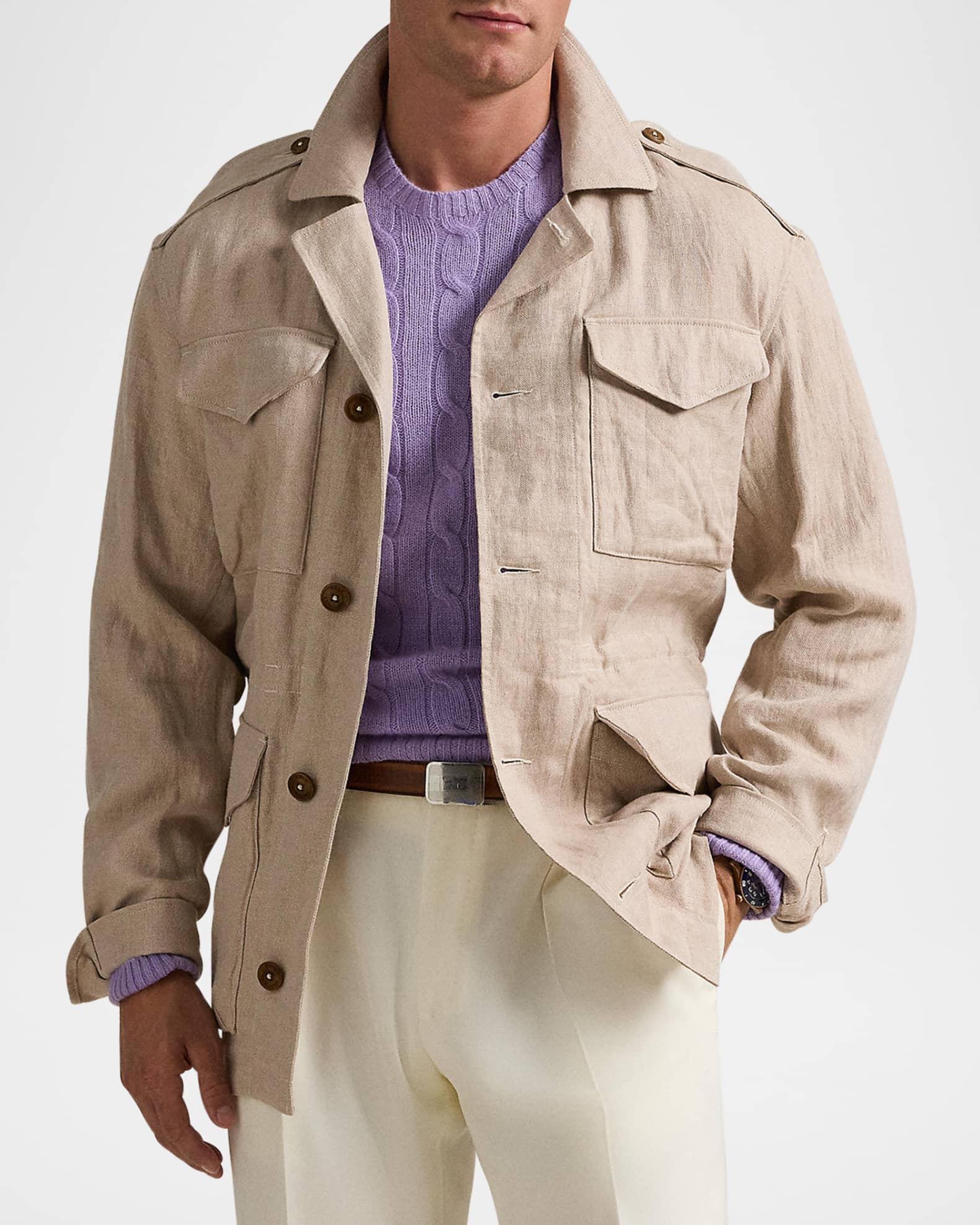 Men's Linen Herringbone Field Jacket Product Image