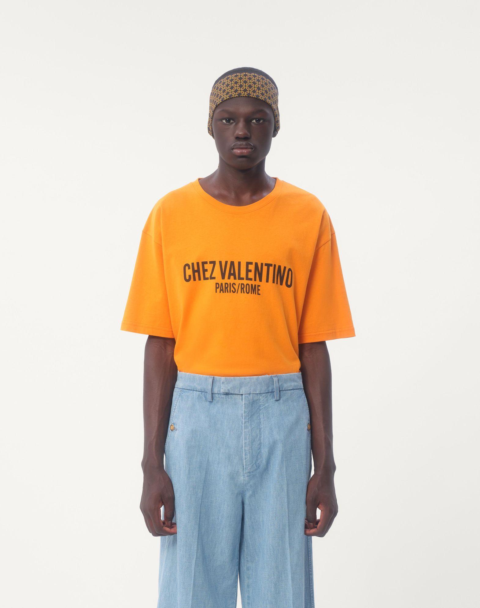 Cotton T-Shirt With Chez Valentino Print Product Image