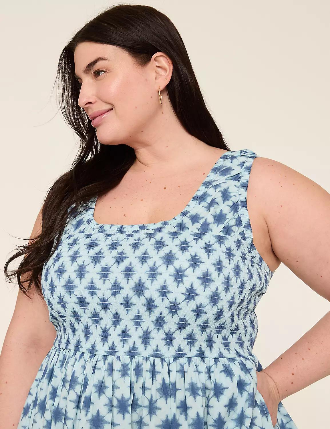 Sleeveless Smocked-Bodice Dress Product Image