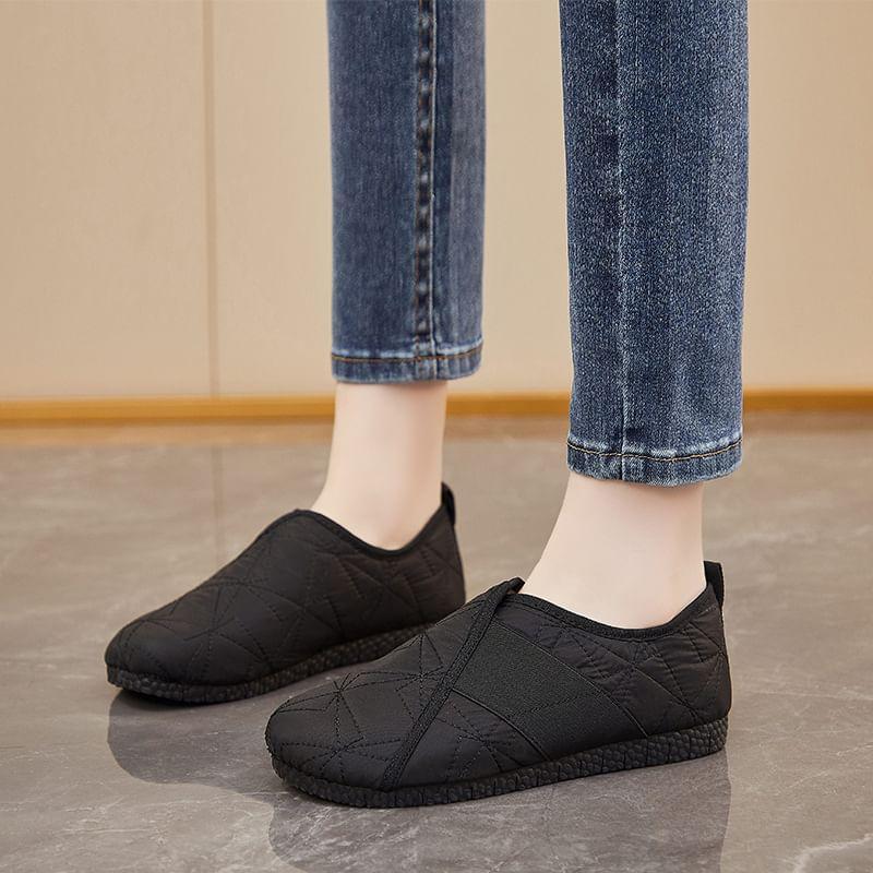 Plain Quilted Fleece-Lined Slip-Ons Product Image