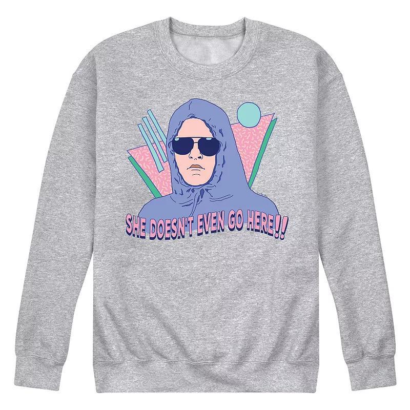 Mens Mean Girls She Doesnt Even Go Here Fleece Sweatshirt Grey Gray Product Image