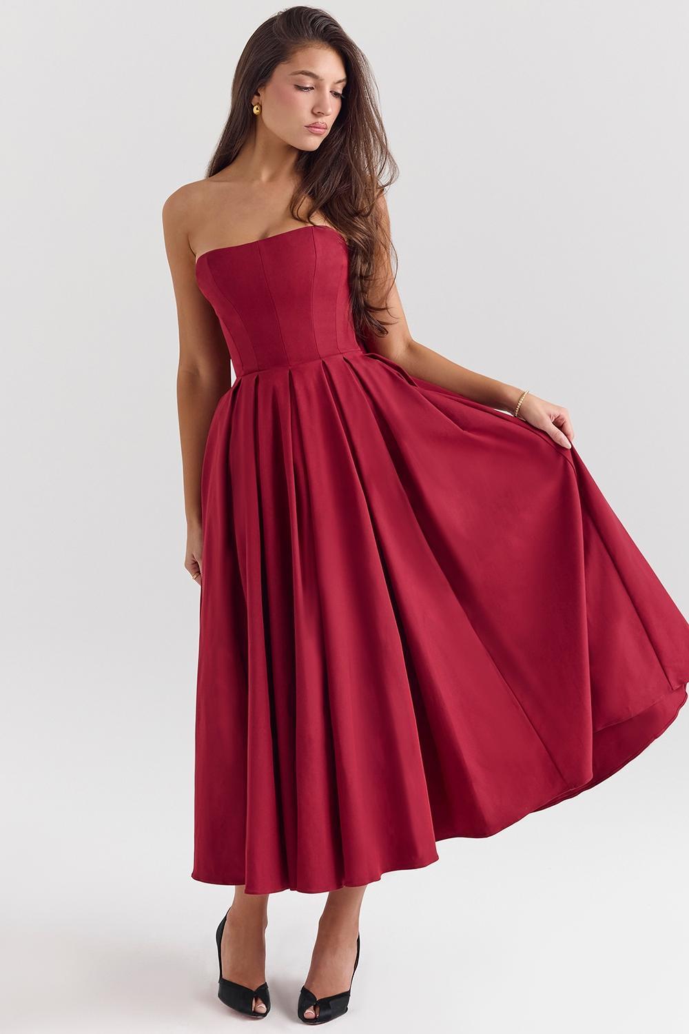 Pandora  berry strapless detachable bow midi dress Product Image