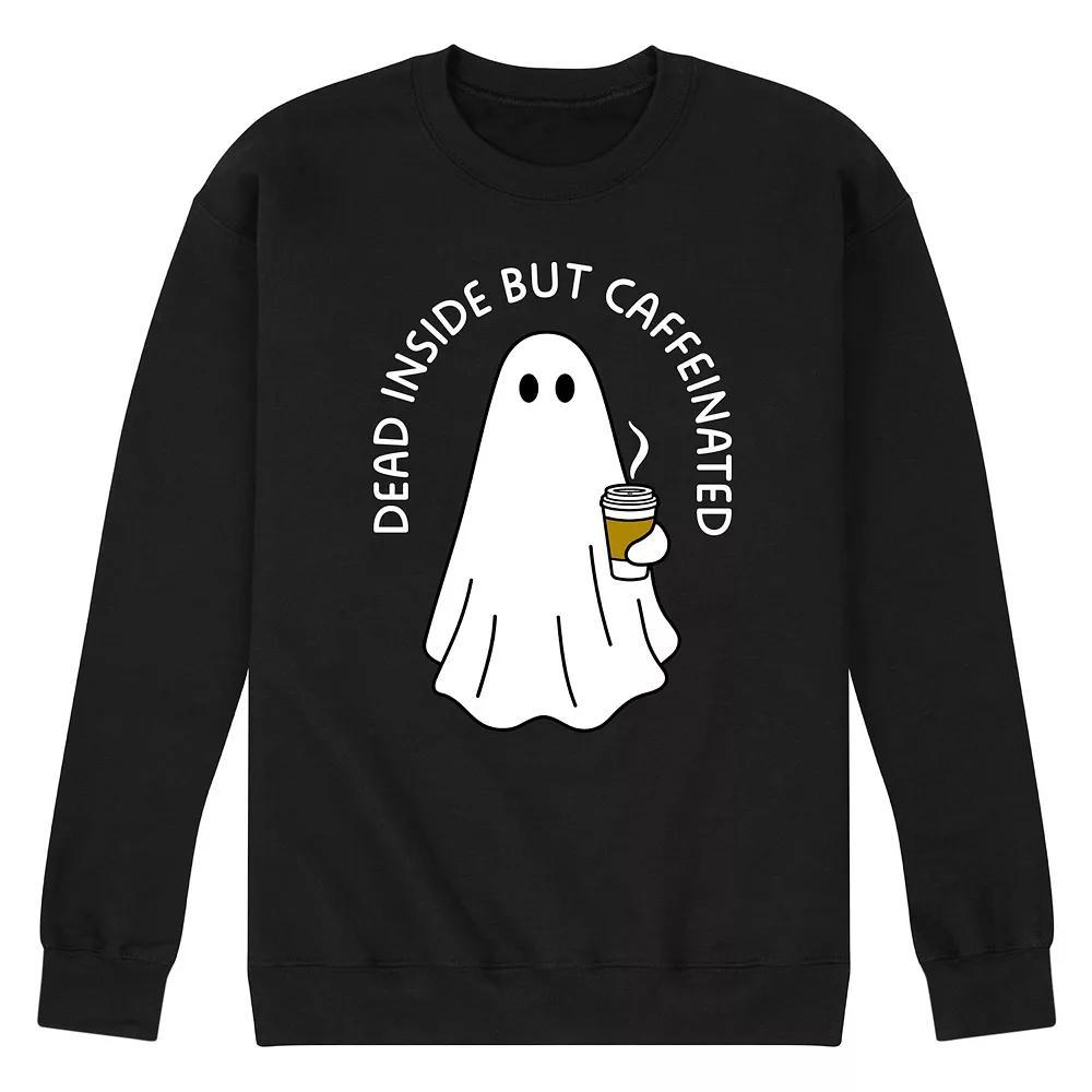 Men's Dead Inside Caffeinated Ghost Fleece Sweatshirt,  Product Image